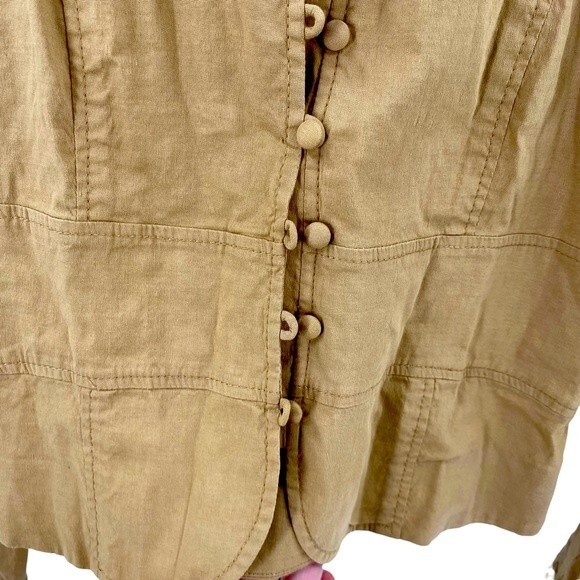 Theory Womens Size 4 Nancy Button Front Linen Blazer Jacket Neutral Tan Coastal - Picture 3 of 7